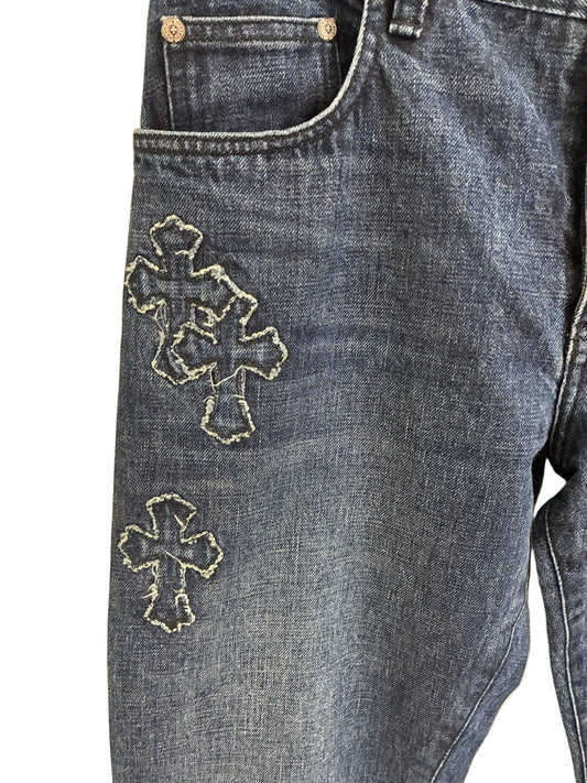 Chrome Hearts Loose Ends Denim Cross Patch Jeans