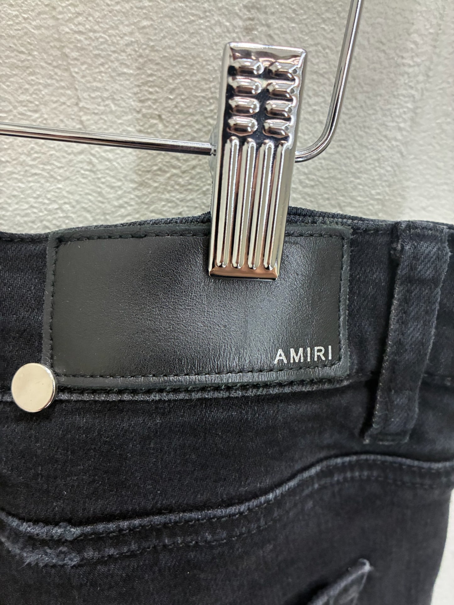 Amiri Men Denim with Patch Black