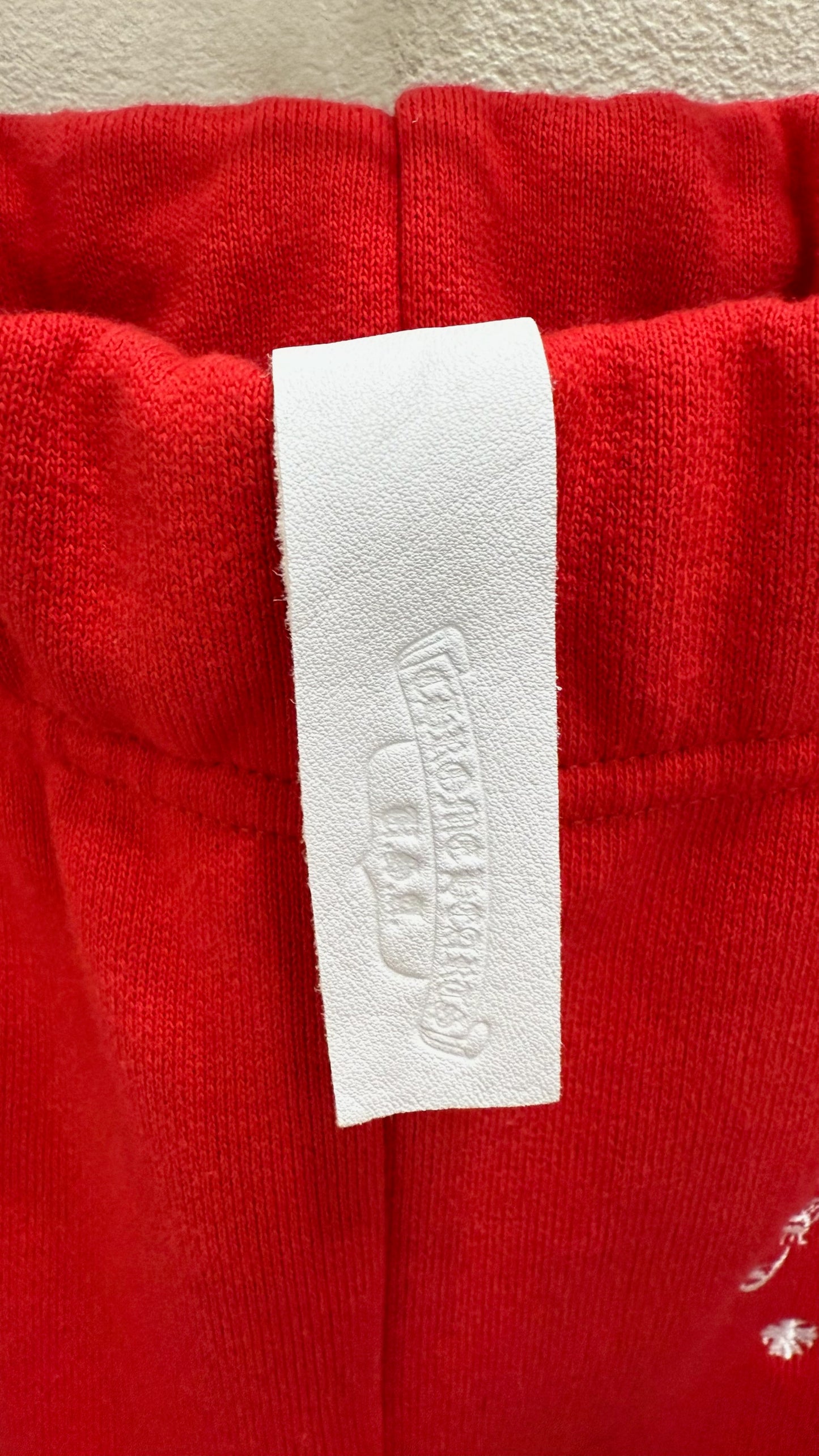 Chrome Hearts Red & White Triple Cross Embroidered Sweatpants