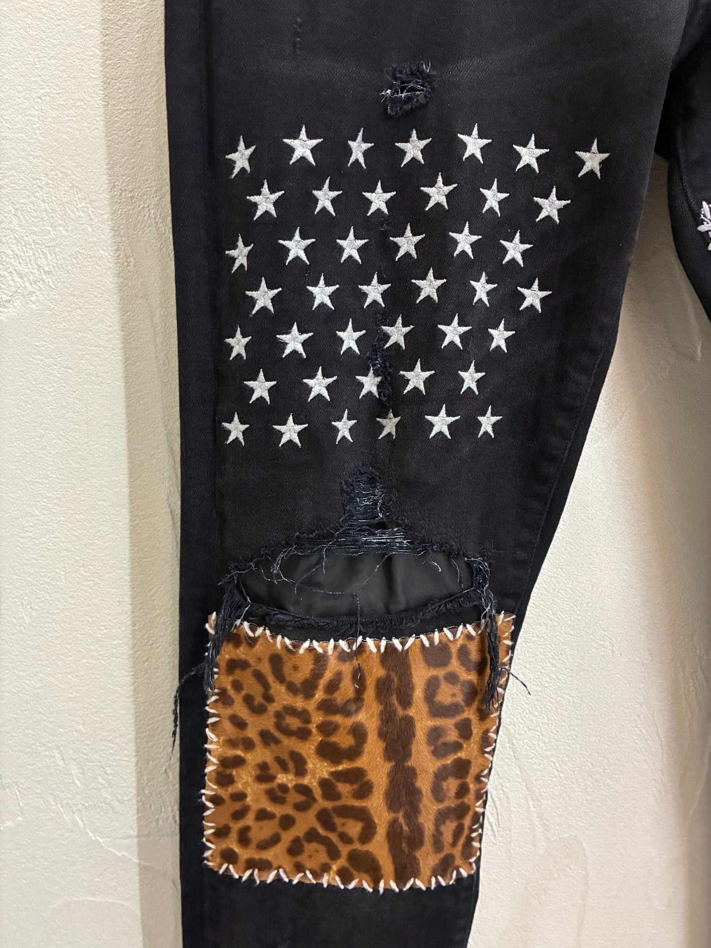 Amiri Men Denim with Patch Black