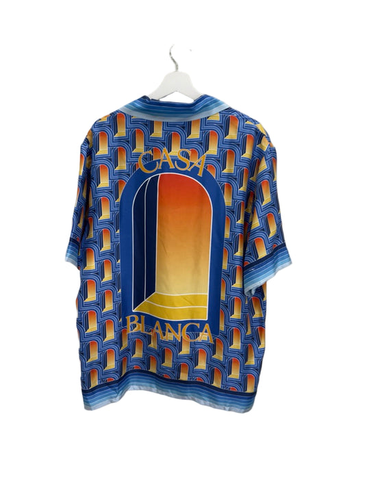 Casablanca L'Arche De Nuit Silk Short-Sleeve Shirt