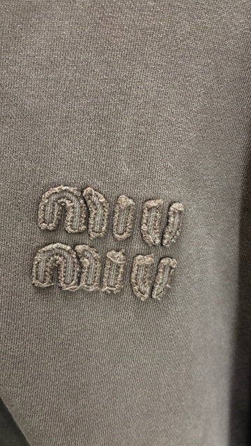 Miu Miu Garment Cacao Cotton Fleece Zip Up Hoodie