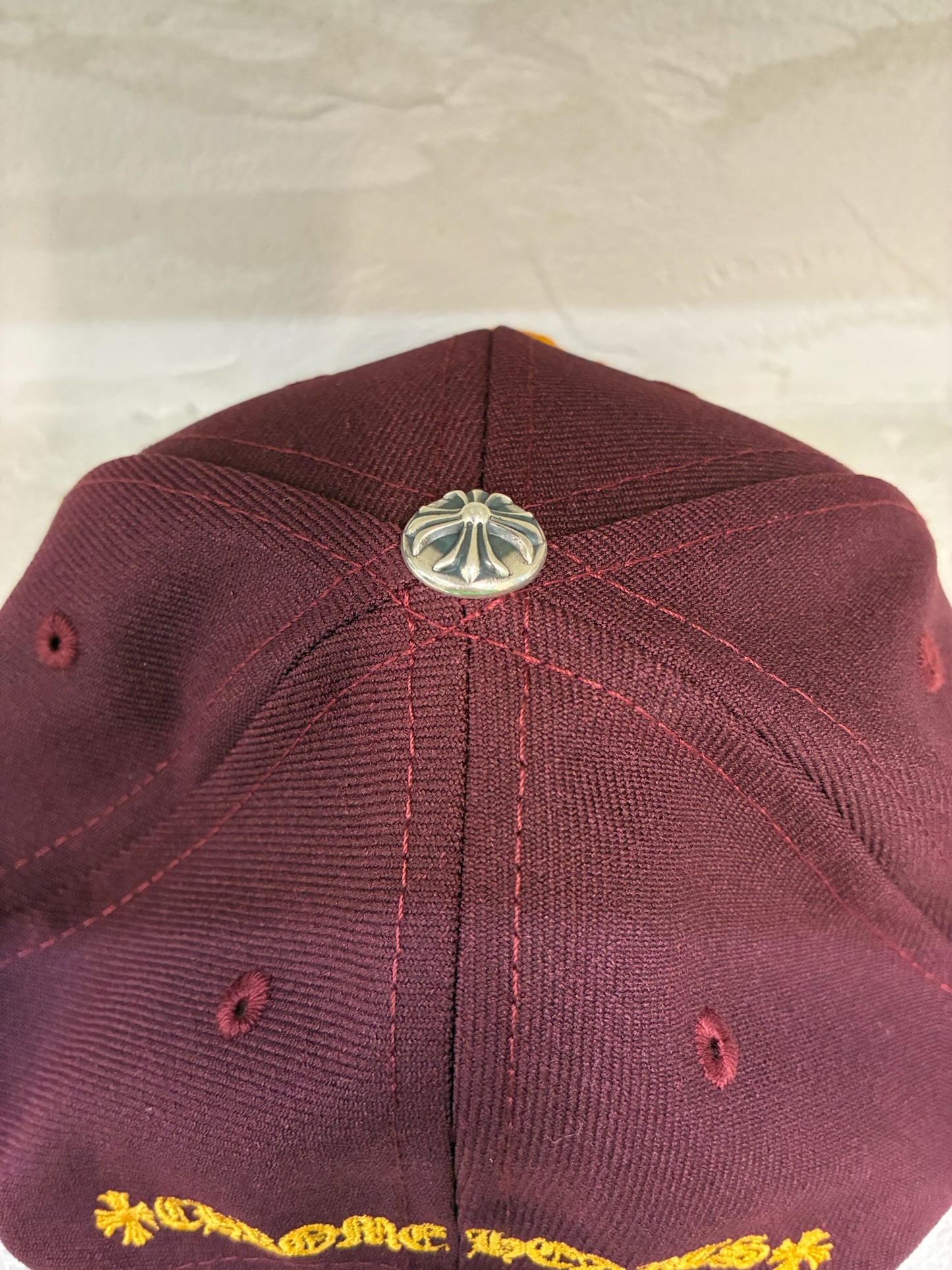 Chrome Hearts Embroidered CH Logo Baseball Hat Burgundy
