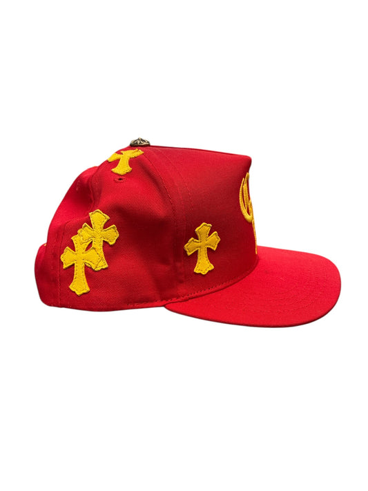 Chrome Hearts Crosspatch Hat Red and Gold