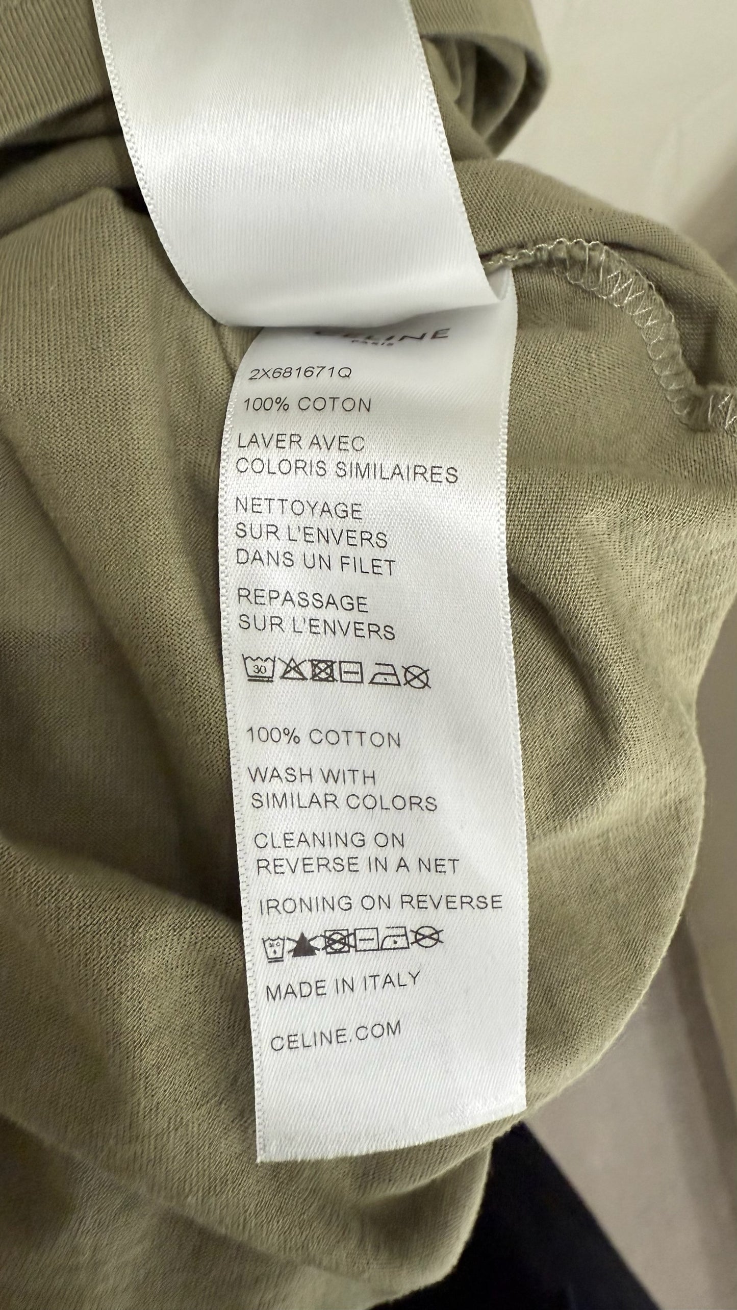 Celine Loose Khaki T Shirt