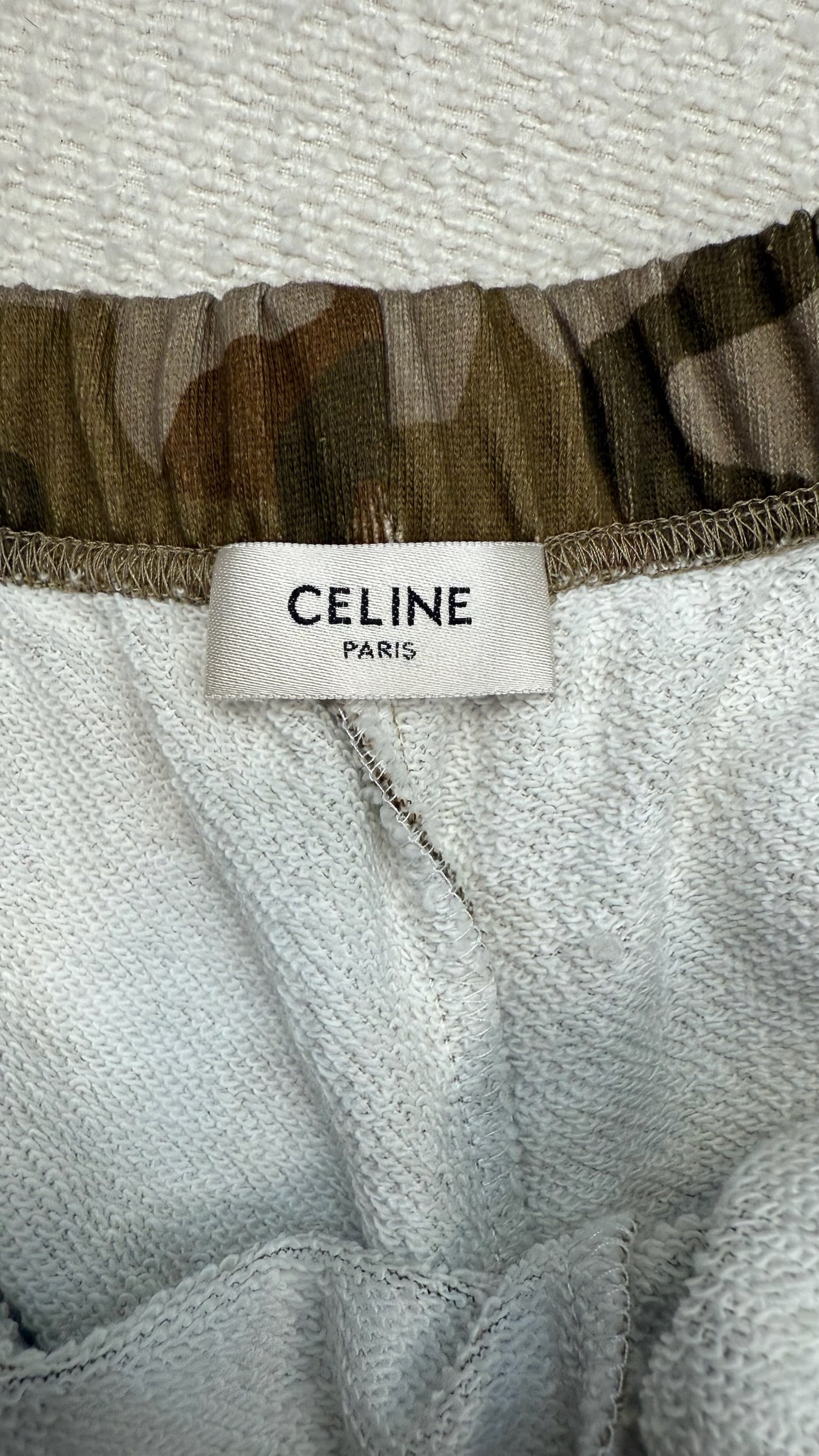 Celine Camo Print Logo Shorts