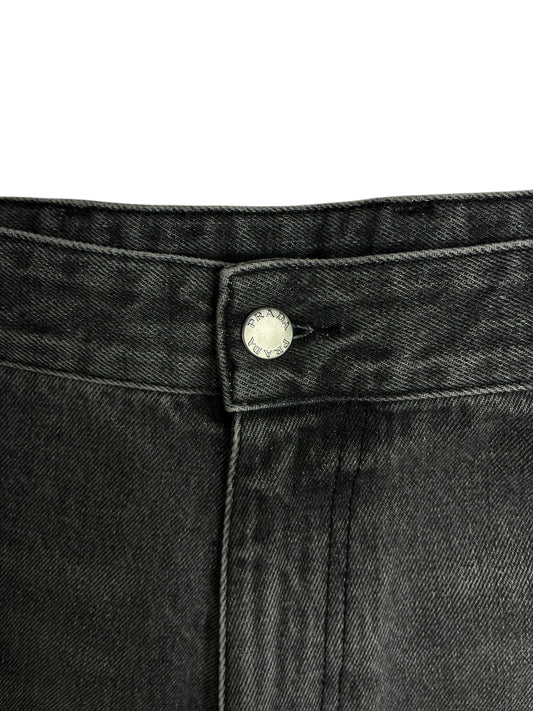 Prada Washed Grey Denim Wide Jeans