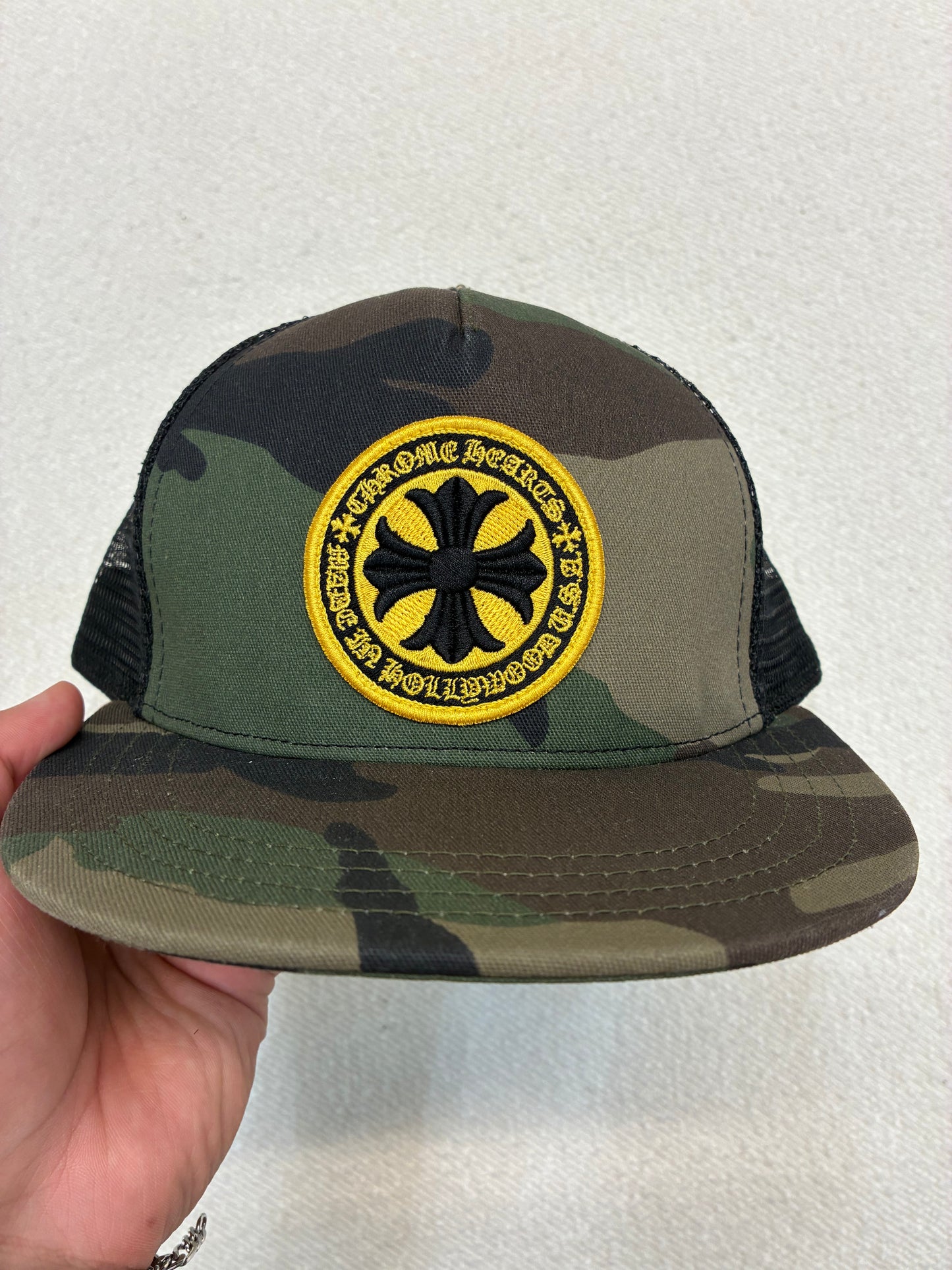 Chrome Hearts Camo Plus Cross Stitch Trucker Hat