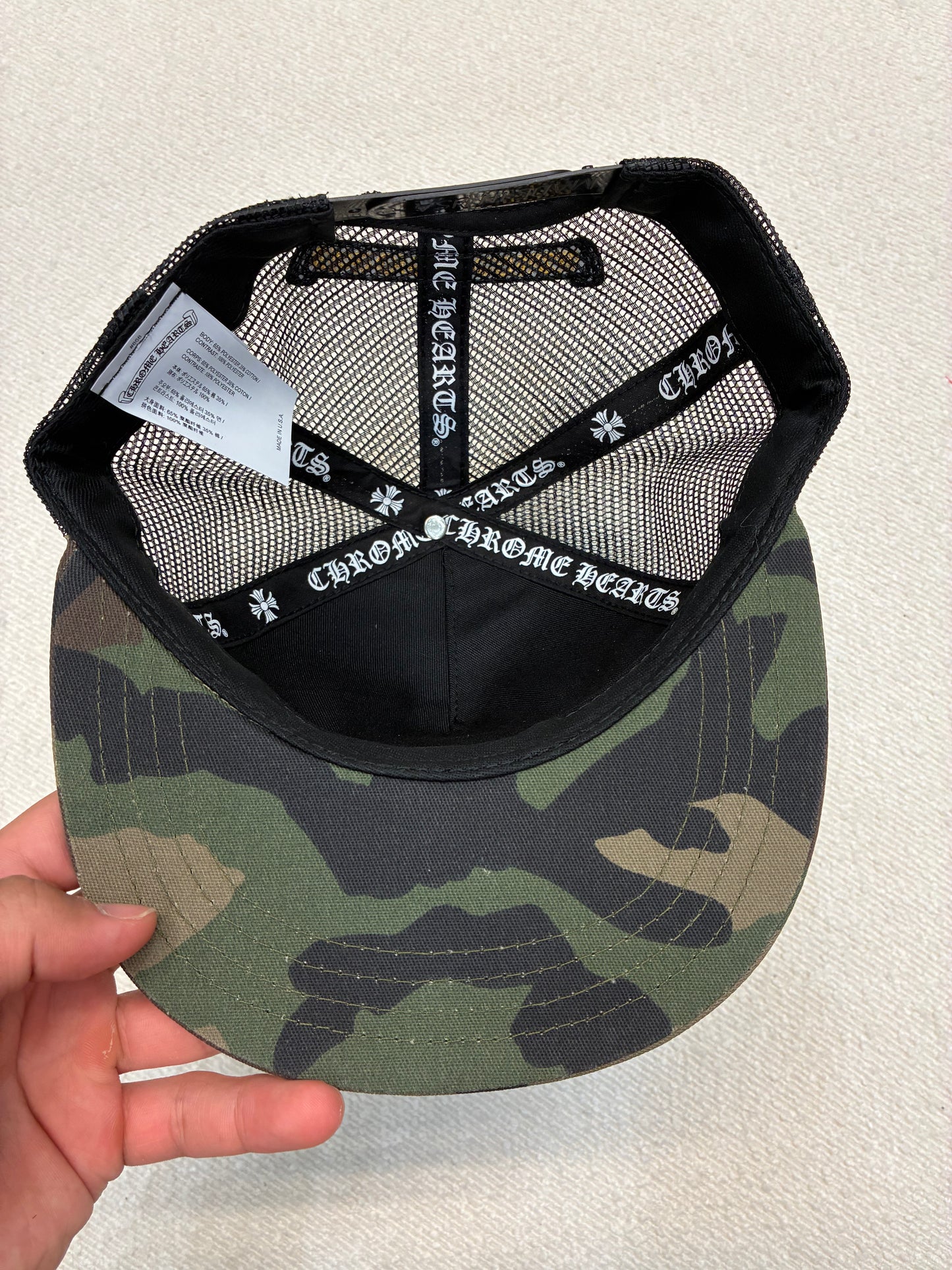Chrome Hearts Camo Plus Cross Stitch Trucker Hat