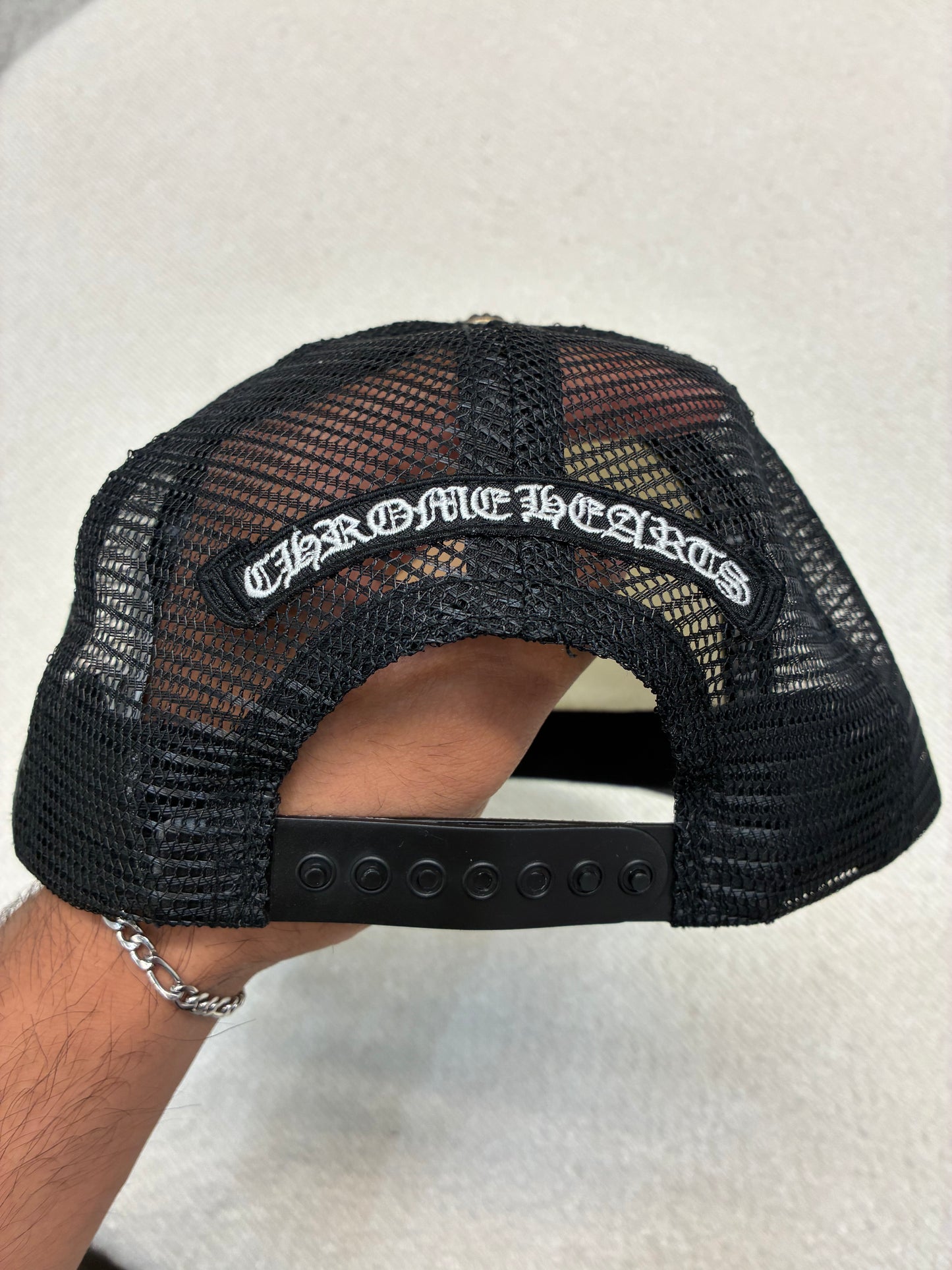 Chrome Hearts Eye Chart Trucker Hat Red White