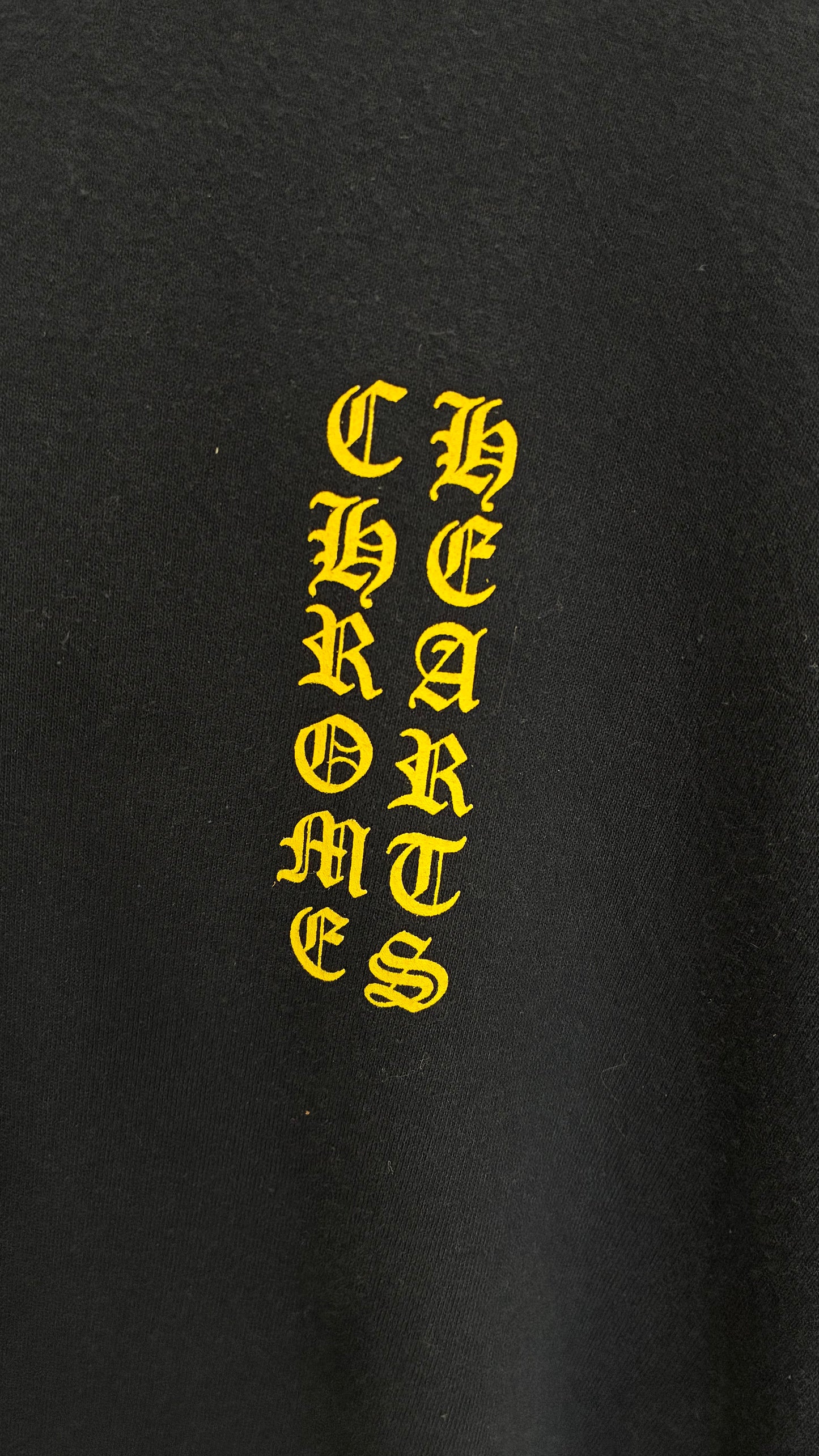Chrome Hearts Navy & Yellow Script Logo Hoodie