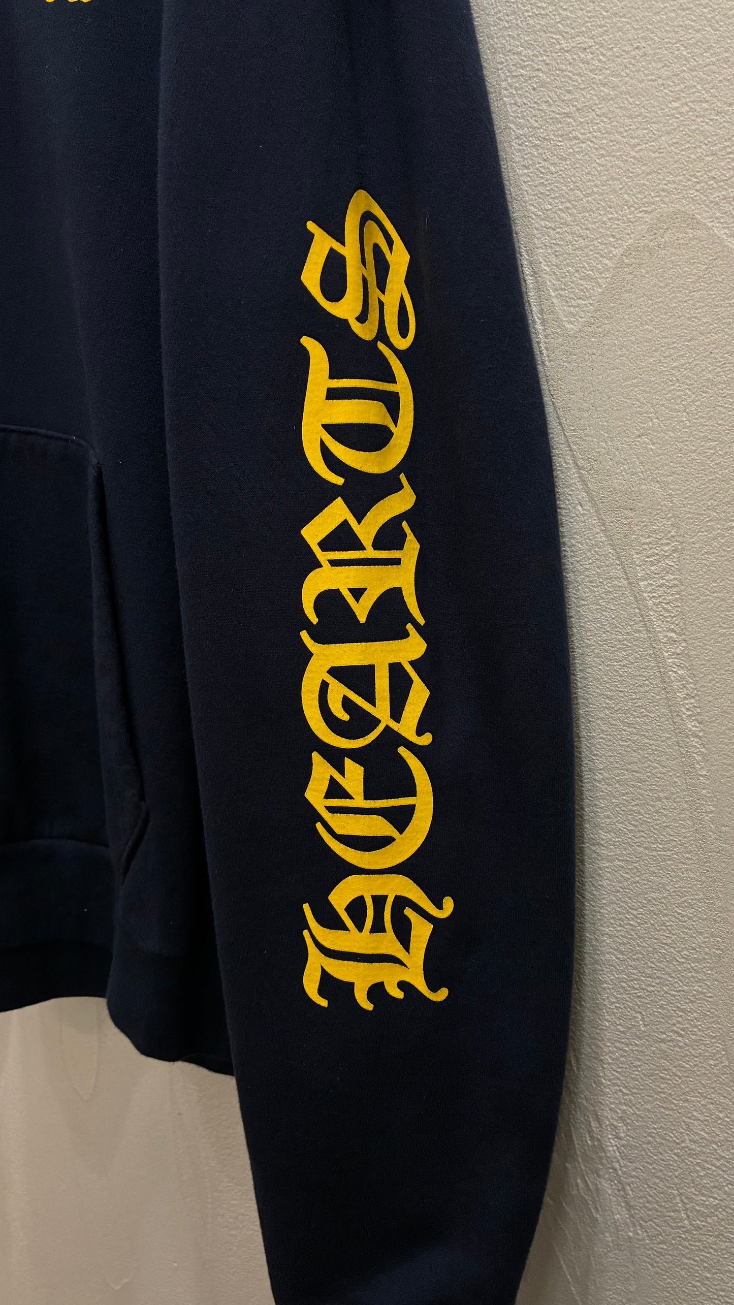 Chrome Hearts Navy & Yellow Script Logo Hoodie