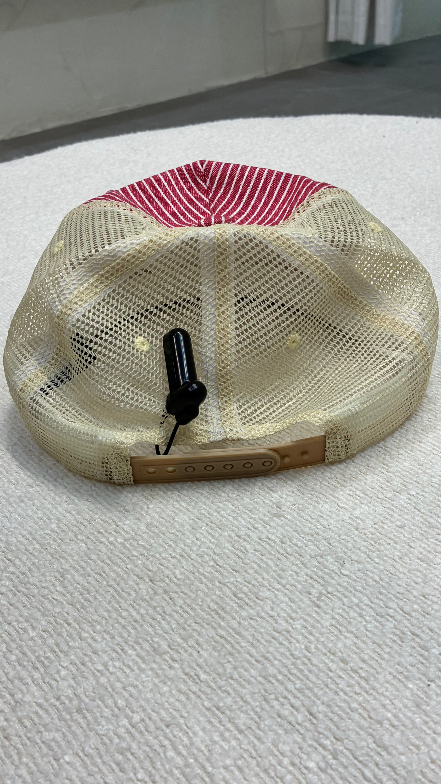 Rhude Striped Tobacco Trucker Hat Red