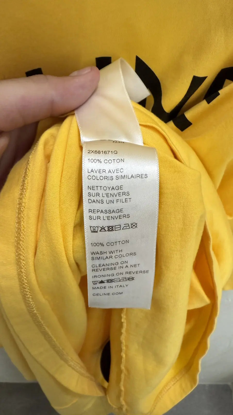Celine Yellow Logo T Shirt