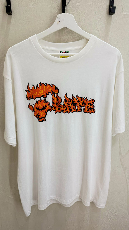 BAPE Flame Ape White Short Sleeve Shirt
