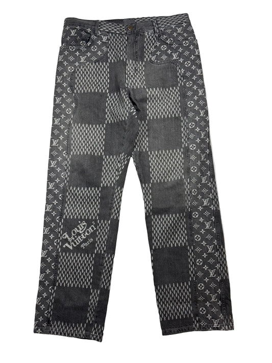 Louis Vuitton x Nigo Giant Damier Waves Monogram denim pants