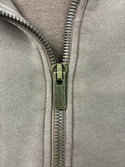 Miu Miu Garment Cacao Cotton Fleece Zip Up Hoodie