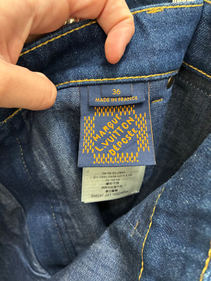 Louis Vuitton Embroidered Signature Denim Shorts