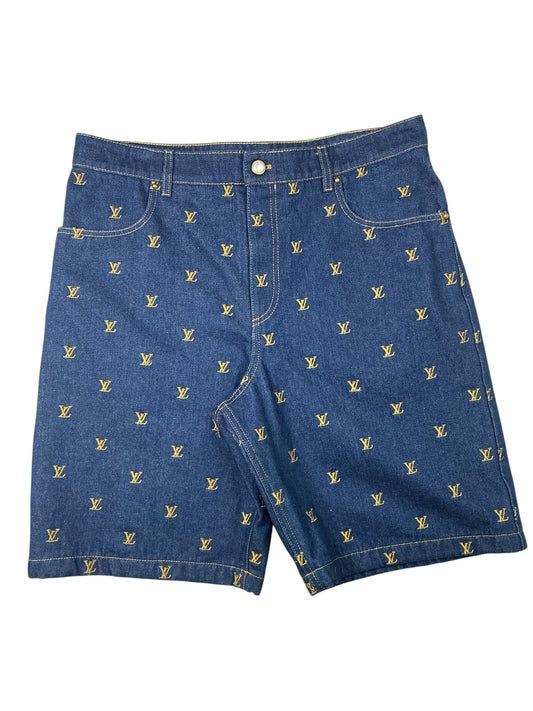 Louis Vuitton Embroidered Signature Denim Shorts