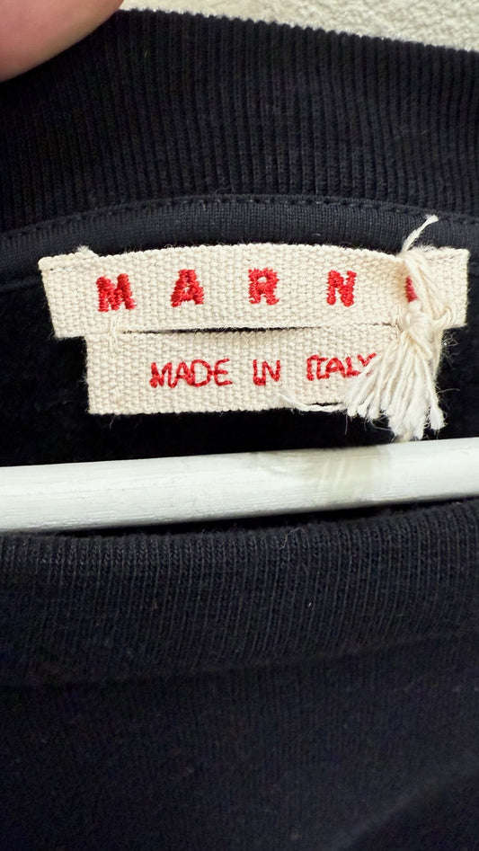 Marni Black Faux-Fur Logo Sweatshirt