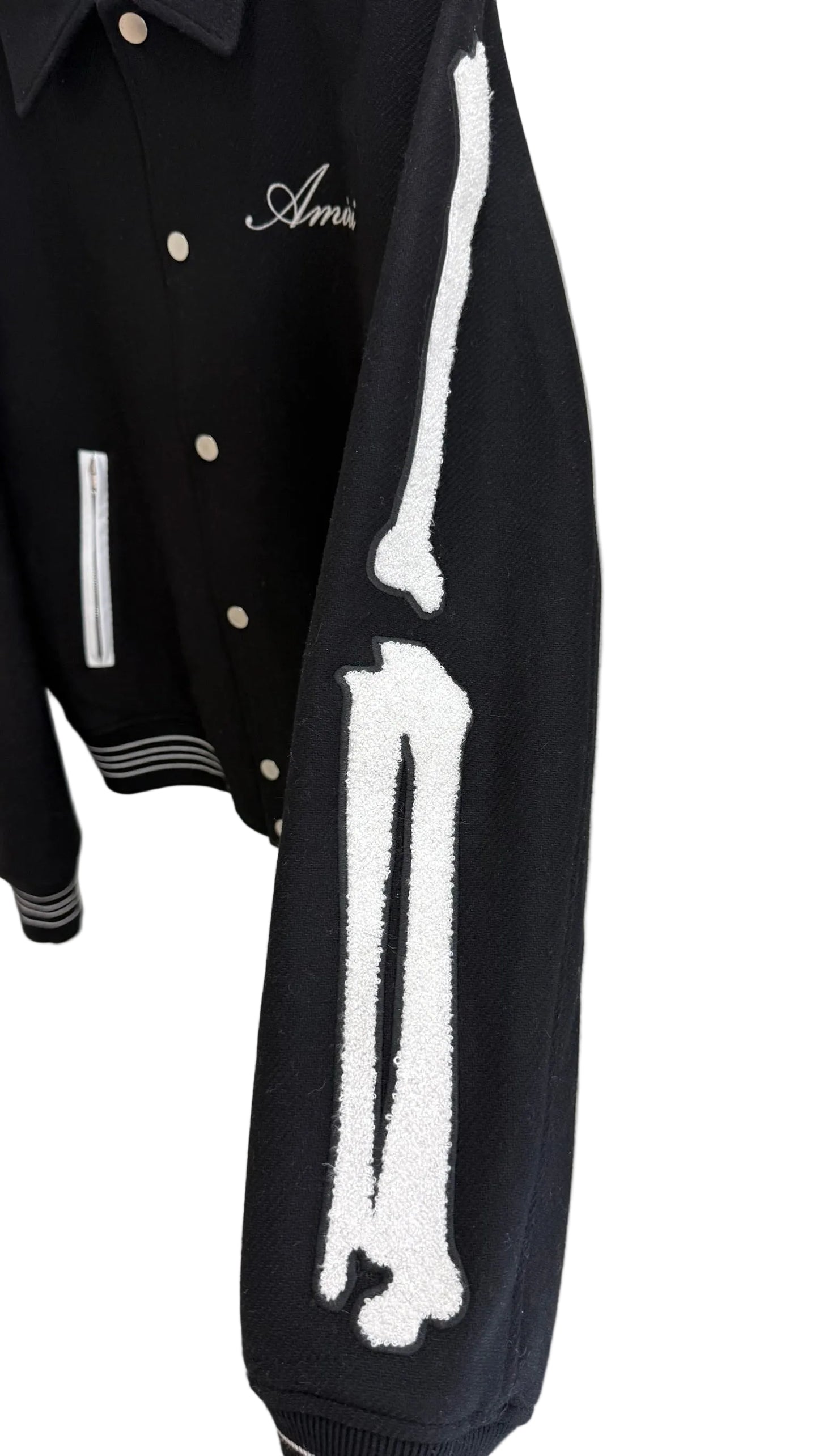 Amiri Bones Wool-Blend Varsity Jacket 'Black'