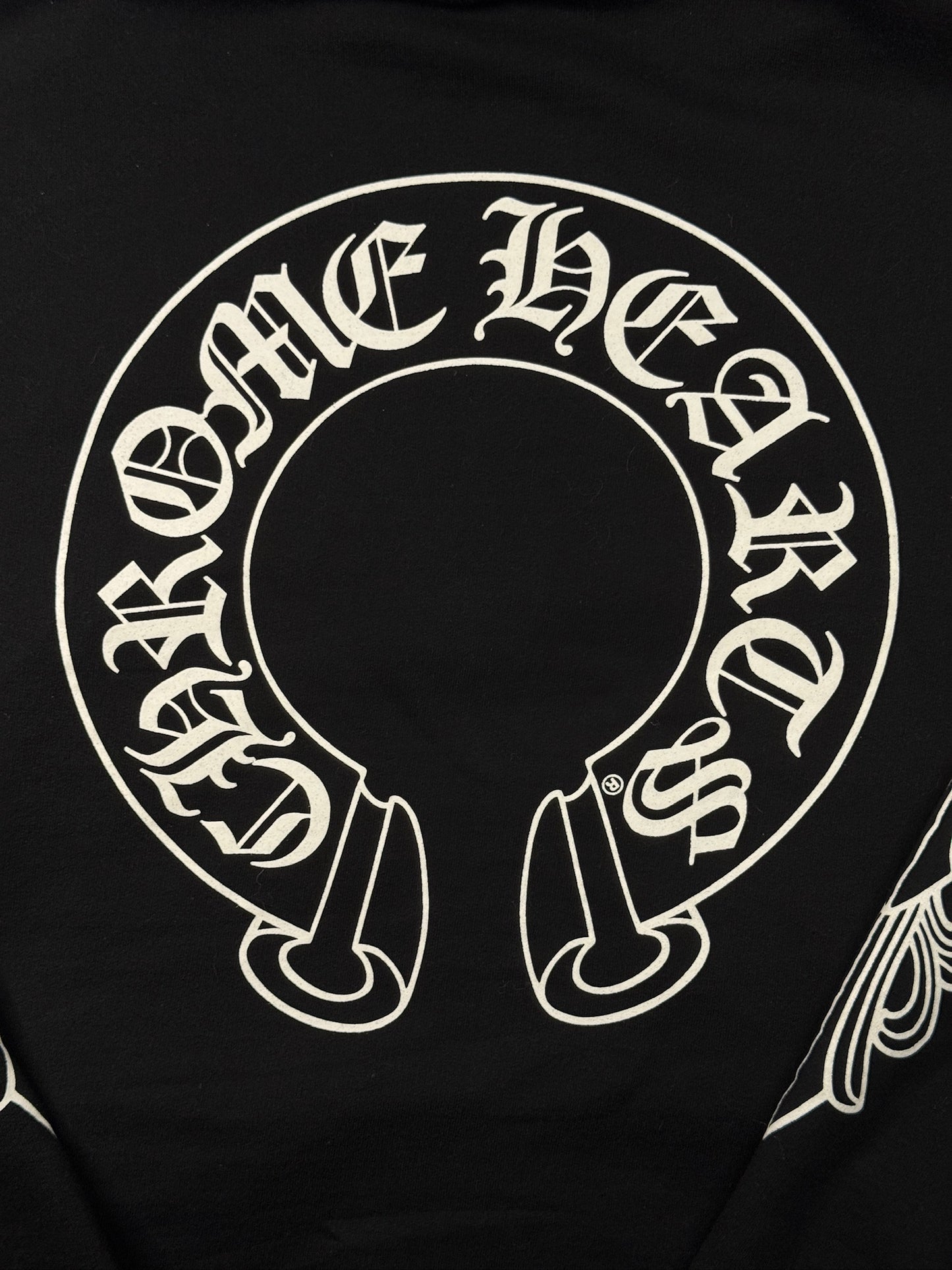 Chrome Hearts Black Horseshoe Floral Cross-Sleeve Hoodie
