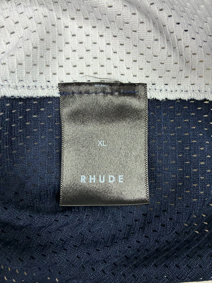 Rhude Racing Logo Mesh T-Shirt (Navy / White)