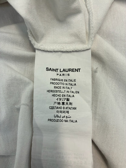 Saint Laurent Paris White Logo Short Sleeve Tee-Shirt