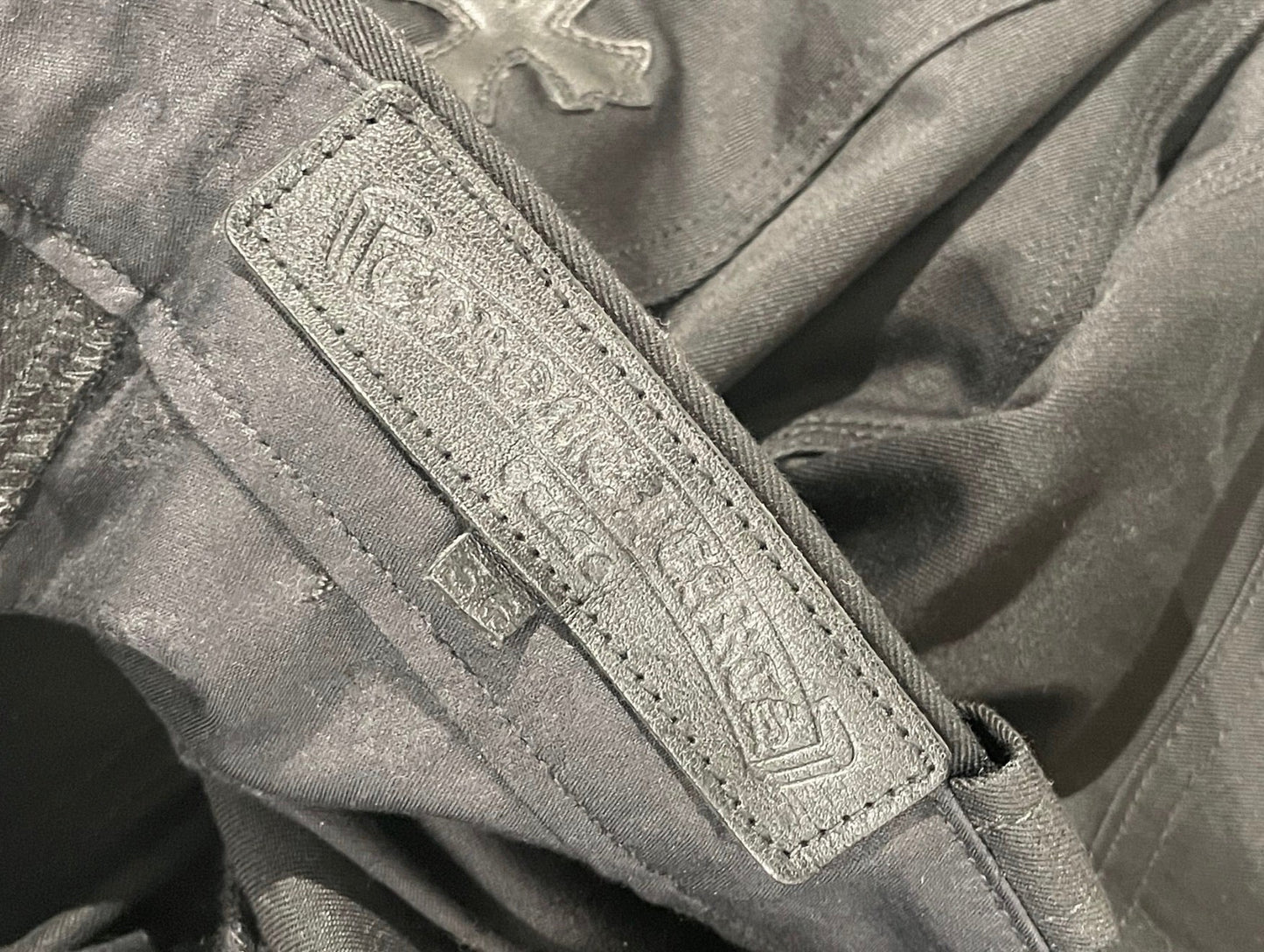 Chrome Hearts Leopard & Black Cross Patch Jeans