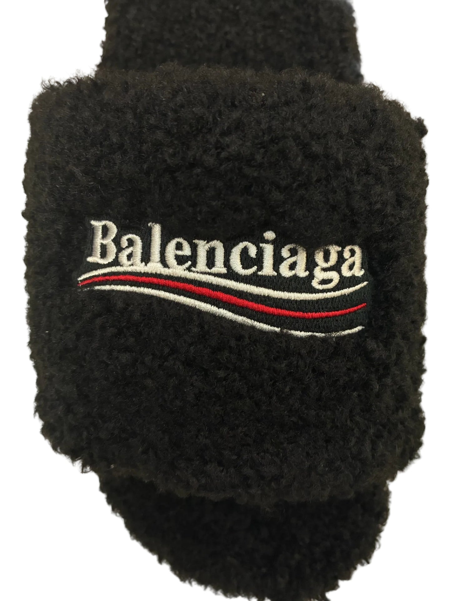 Balenciaga Black Fur slides