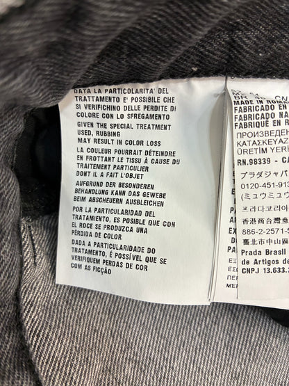 Prada Washed Grey Denim Wide Jeans