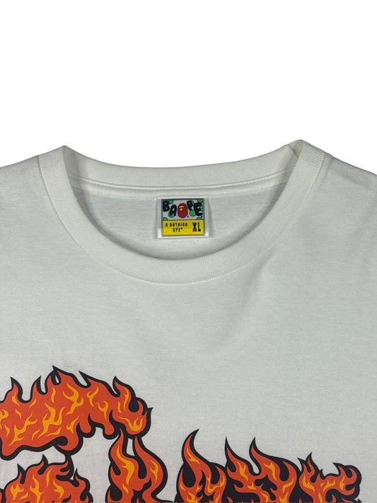BAPE Flame Ape White Short Sleeve Shirt