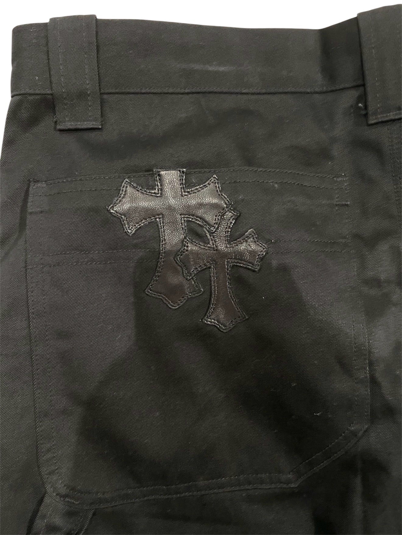 Chrome Hearts Leopard & Black Cross Patch Jeans