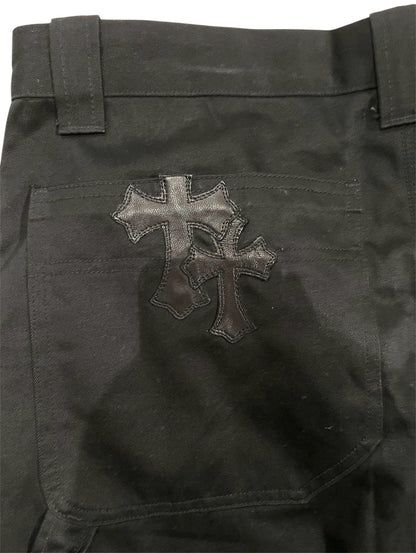 Chrome Hearts Leopard & Black Cross Patch Jeans