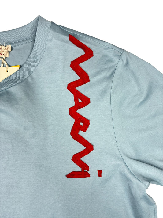 Marni Lettering-Detailing T-Shirt Light Blue