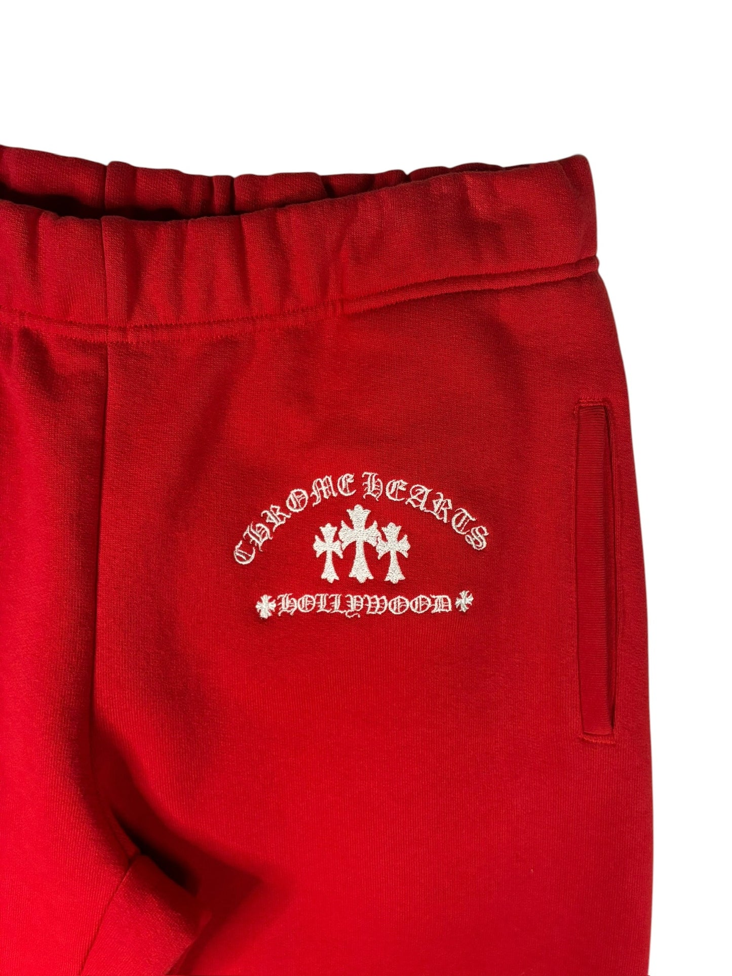 Chrome Hearts  Red & White Triple Cross Embroidered Sweatpants