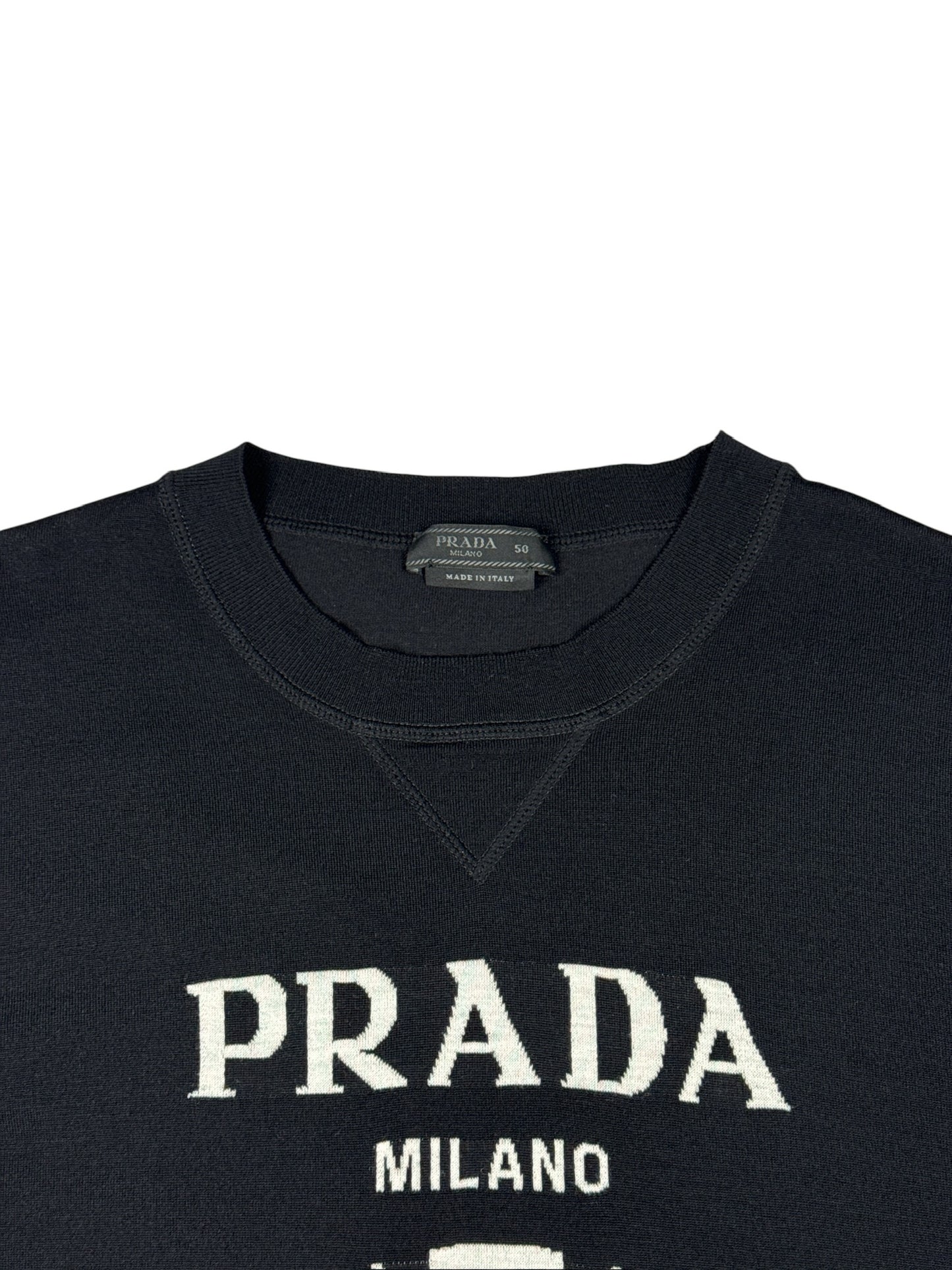 Prada Wool And Cashmere Crew T-Shirt Black