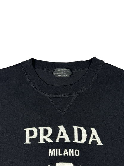 Prada Wool And Cashmere Crew T-Shirt Black