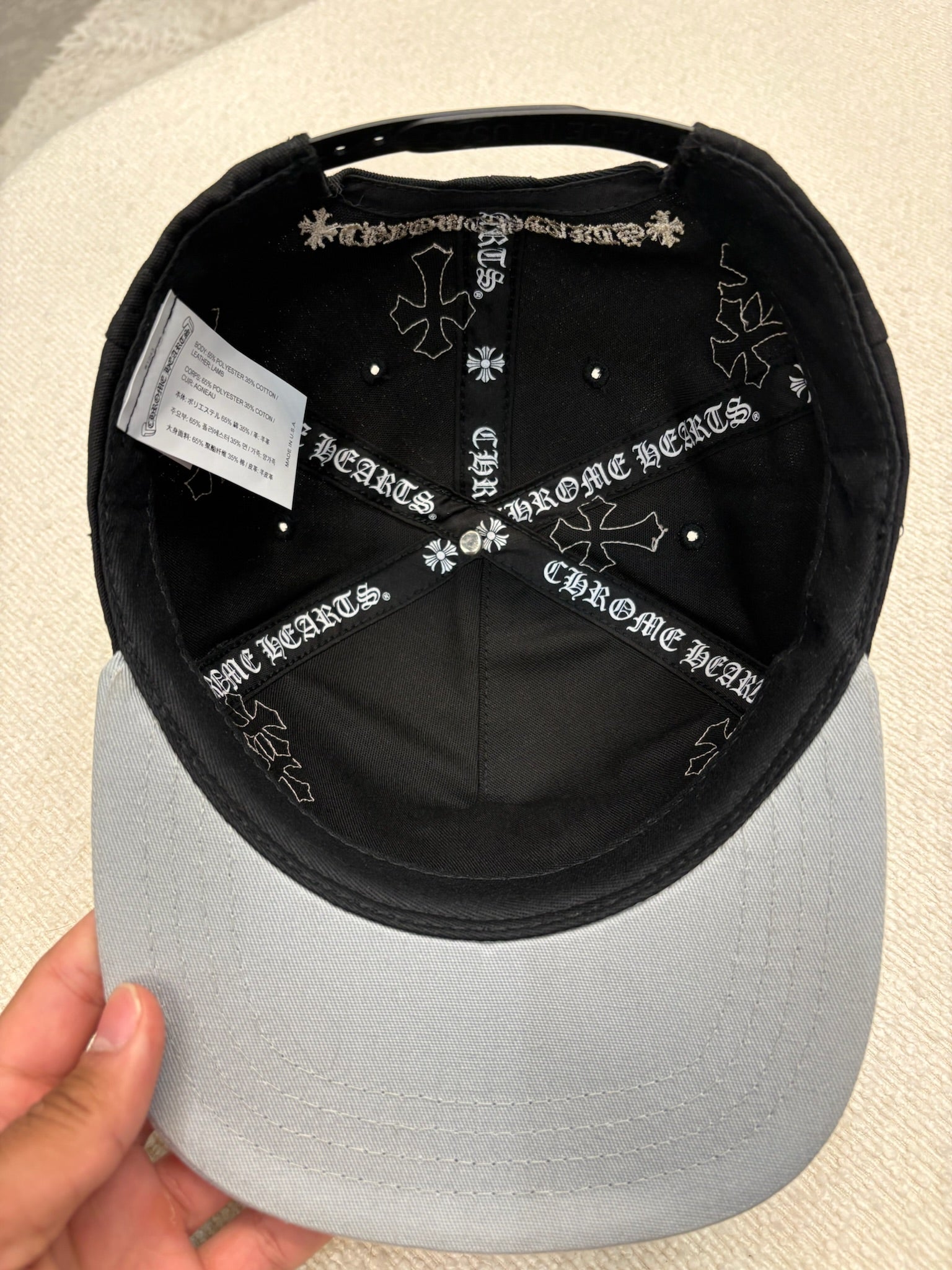 LOVECHROME® Chrome Hearts White&Pink Cross Leather Patch Black Jacket