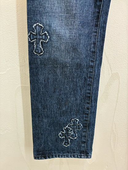 Chrome Hearts Loose Ends Denim Cross Patch Jeans