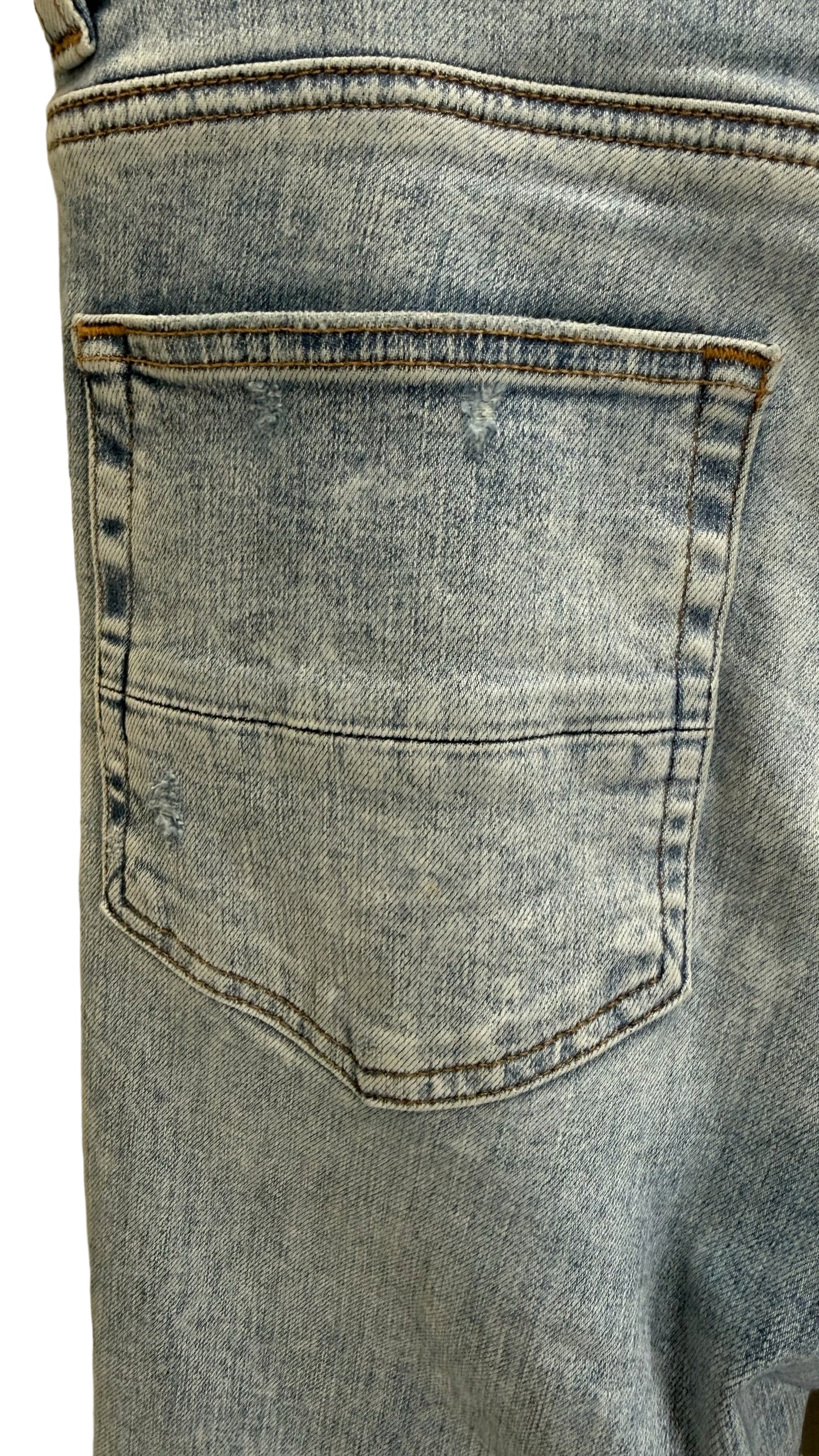 Amiri Pajama Art Patch Skinny Jeans Blue