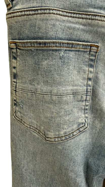 Amiri Pajama Art Patch Skinny Jeans Blue