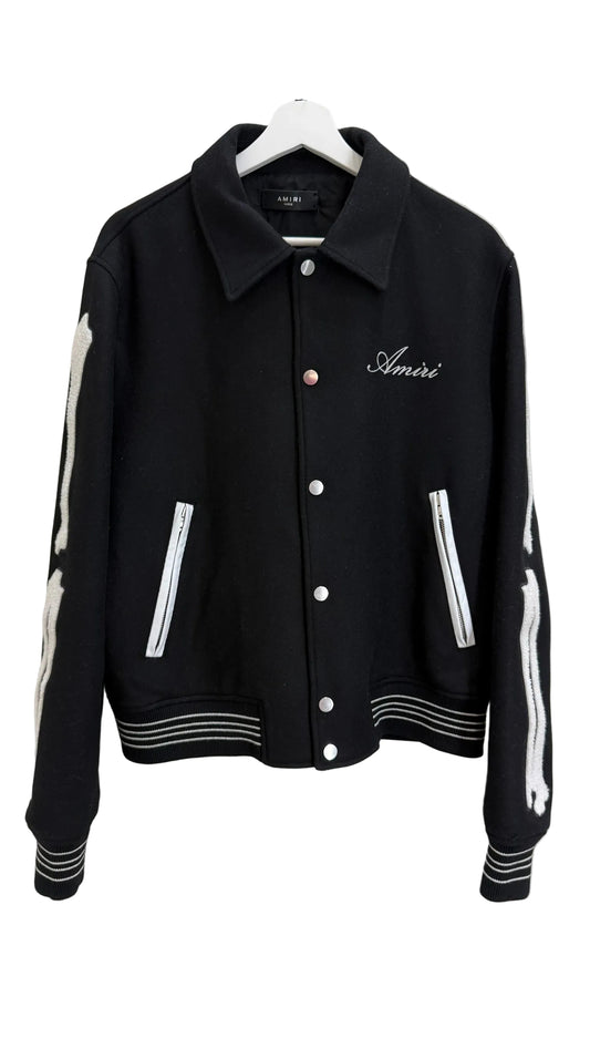 Amiri Bones Wool-Blend Varsity Jacket 'Black'