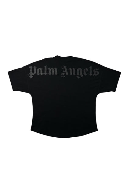 Palm Angels black glitter logo over t-shirt