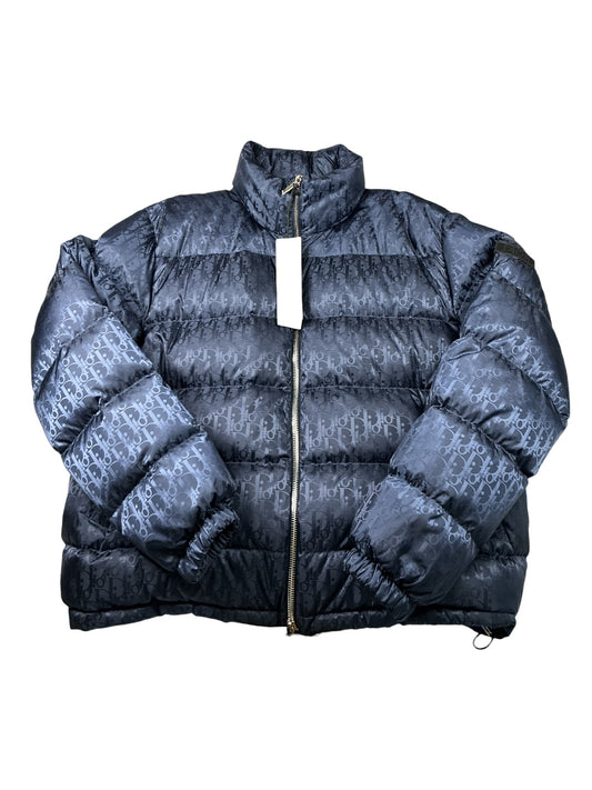 Dior Oblique Down Jacket Navy Blue Technical Jacquard
