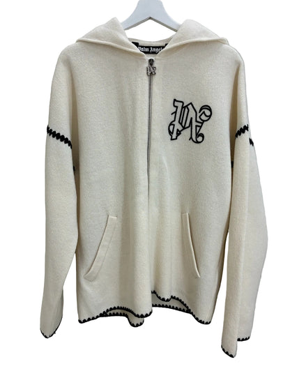 Palm Angels Monogram Knit Zip Up Hoodie