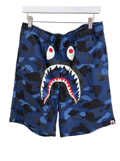 Bape Camo Shark Sweat Shorts Blue