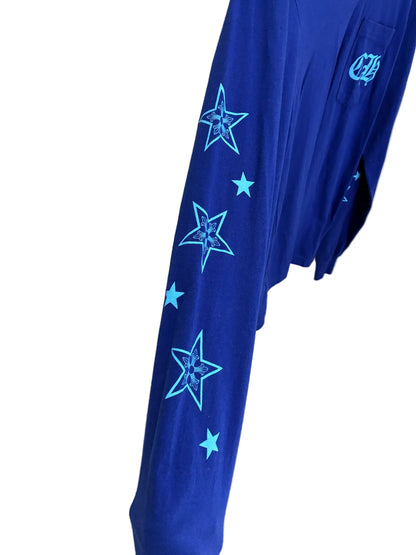 Chrome Hearts CH Indigo Blue Stars Long Sleeve T-Shirt