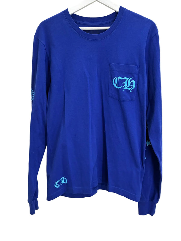 Chrome Hearts CH Indigo Blue Stars Long Sleeve T-Shirt