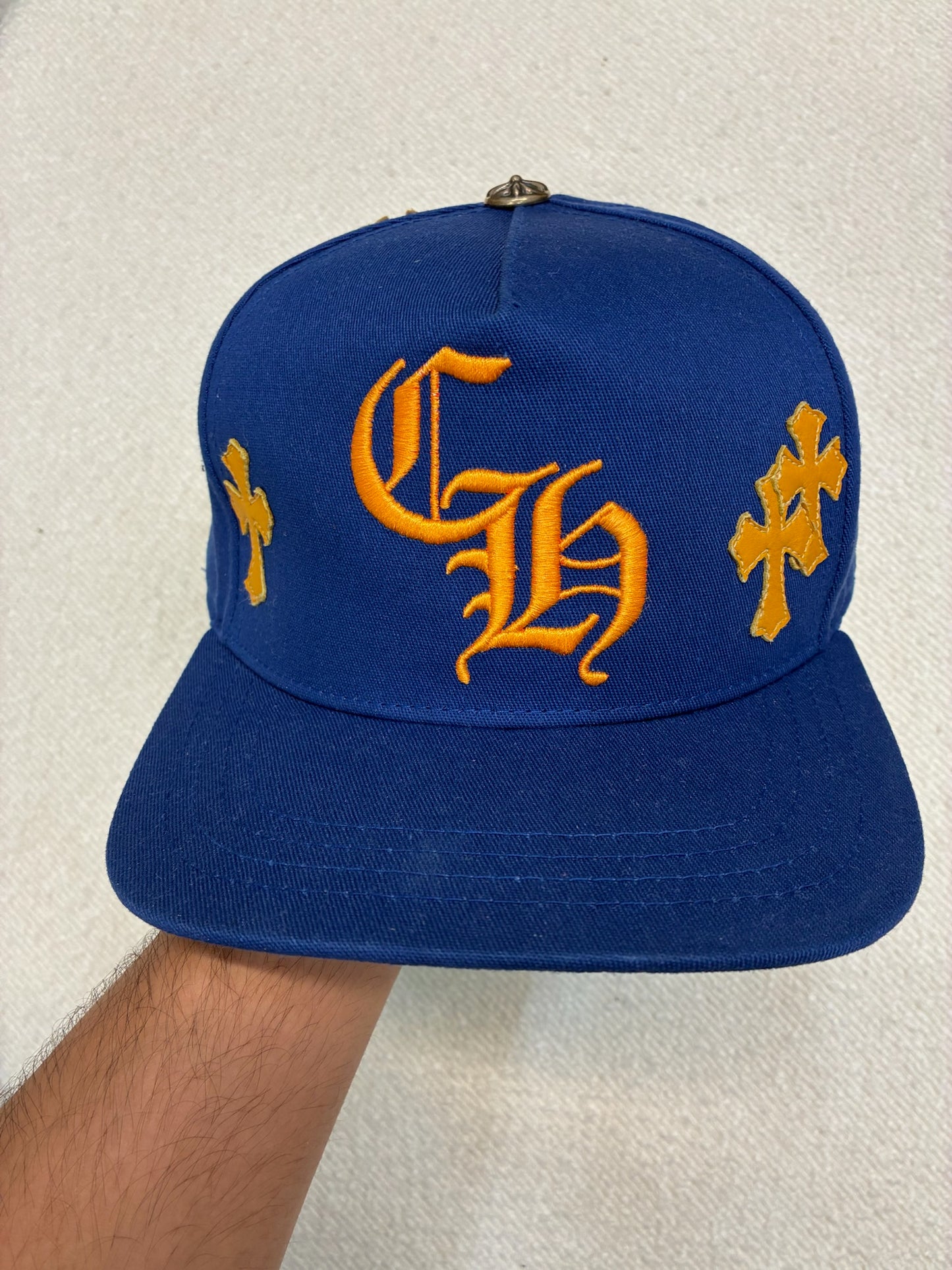 Chrome Hearts CH Cross Patch Trucker Hat Blue/Gold